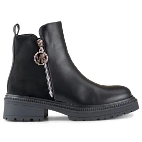 Bottines pour femmes avec fermeture éclair décorative le noir